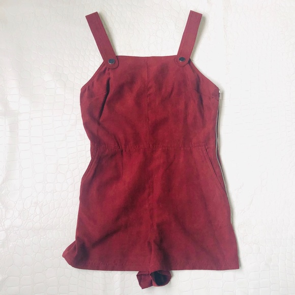Topshop Maroon Suedette Military Style Romper - Picture 3 of 7